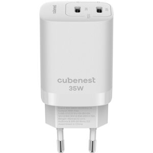 Cubenest síťová nabíječka S2D1, PD, 35W, 2x USB-C, bílá - 6974699971382