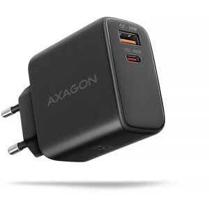 AXAGON síťová nabíječka ACU-PQ45, USB-A, USB-C, PD3.0/PPS/QC4+/SFC 2.0/AFC/Apple, 45W, černá - ACU-PQ45