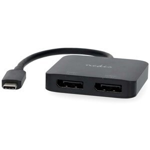 Nedis adaptér USB-C - 2xDisplayport, 4K@60Hz, 0.2m, černá - CCGB64375BK02