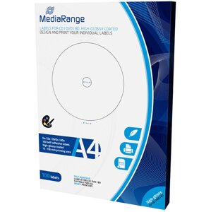 MEDIARANGE CD/DVD/Blu-ray High-Glossy etikety 15mm - 118mm 50 listů(100 etiket)/BAL - MRINK132