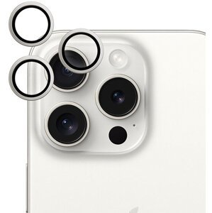 EPICO hliníkové tvrzené sklo na čočky fotoaparátu pro Apple iPhone 15 Pro / 15 Pro Max, bílý titan - 81312152100001