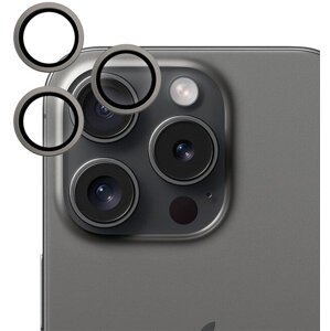 EPICO hliníkové tvrzené sklo na čočky fotoaparátu pro Apple iPhone 15 Pro / 15 Pro Max, černý titan - 81312151300010
