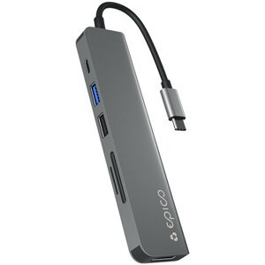 EPICO Resolve hliníkový HUB 6v1, 2x USB-A, USB-C, HDMI 8K, microSD/SD, šedá - 9915112100080