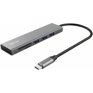 TRUST USB-C hub Halyx Fast, 3xUSB 3.2 Gen 1, čtečka karet, stříbrná - 24191
