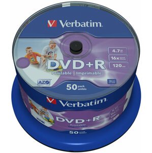 Verbatim DVD+R Printable (Inkjet) 16x 4,7GB spindl 50ks - 43512