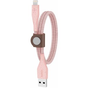 Belkin kabel DuraTek USB-A - Lightning, M/M, MFi, opletený, s řemínkem, 1.2m, růžová - F8J236bt04-PNK