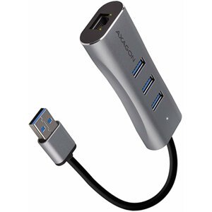 AXAGON HMA-GL3AP, USB 3.2 Gen 1 hub, porty 3x USB-A + Gigabit Ethernet, kovový, micro USB nap. konek - HMA-GL3AP