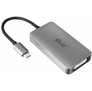 Club3D adaptér USB-C 3.2 Gen1 - DVI-D (Dual Link), M/F, aktivní, HDCP ON, 24.5cm, stříbrná - CAC-1510