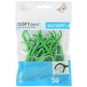 SOFTdent® Butterfly deltální párátka, s nití, 50ks - 1412