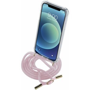 Cellularline zadní kryt s růžovou šňůrkou na krk pro Apple iPhone 12 Mini, transparentní - NECKCASEIPH12P