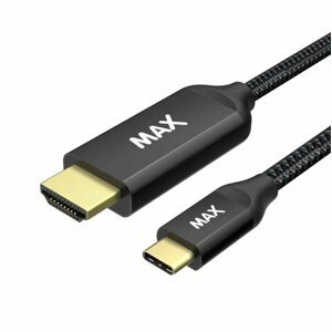 MAX kabel USB-C - HDMI 2.0, opletený, 1m, černá - 3014225
