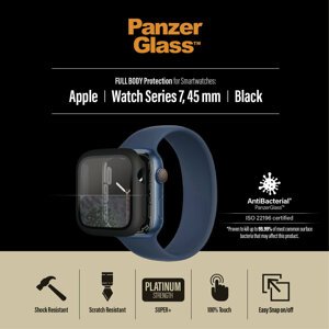 PanzerGlass ochranný kryt pro Apple Watch Series 7/8 45mm, antibakteriální, černá - 3664