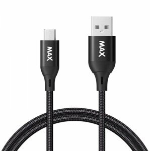 MAX kabel USB-A - micro USB, USB 2.0, opletený, 1m, černá - 3014164