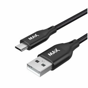 MAX kabel USB-A - micro USB, USB 2.0, opletený, 2m, černá - 3014174