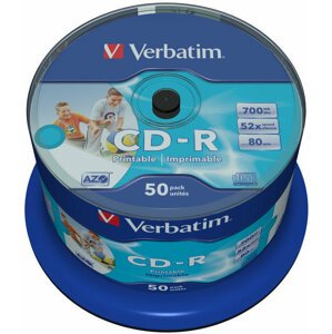 Verbatim CDR 52x 80 minut spindl inkjet printable Non ID Branded 50ks - 43438