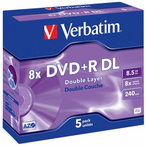 Verbatim DVD+R DL 8x 8,5GB jewel 5ks - 43541