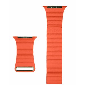 COTEetCI kožený magnetický řemínek Loop Band pro Apple Watch 38 / 40mm / 41mm, oranžová - WH5205-OR