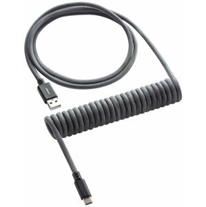 CableMod Classic Coiled Cable, USB-C/USB-A, 1,5m, Carbon Grey - CM-CKCA-CK-KC150KC-R