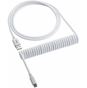 CableMod Classic Coiled Cable, USB-C/USB-A, 1,5m, Glacier White - CM-CKCA-CW-WW150WW-R