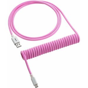 CableMod Classic Coiled Cable, USB-C/USB-A, 1,5m, Strawberry Cream - CM-CKCA-CW-IW150IW-R
