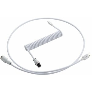 CableMod Pro Coiled Cable, USB-C/USB-A, 1,5m, Glacier White - CM-PKCA-CWAW-WW150WW-R