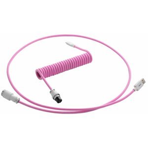 CableMod Pro Coiled Cable, USB-C/USB-A, 1,5m, Strawberry Cream - CM-PKCA-CWAW-IW150IW-R