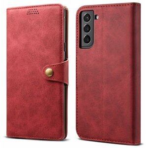 Lenuo Leather flipové pouzdro pro Samsung Galaxy S22 5G, červená - 348211