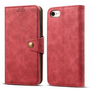 Lenuo Leather flipové pouzdro pro Apple iPhone SE 2020/8/7, červená - 470515