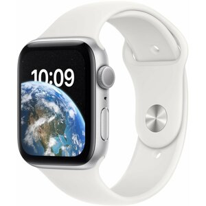 Apple Watch SE 2022, 44mm, Silver, White Sport Band - MNK23CS/A