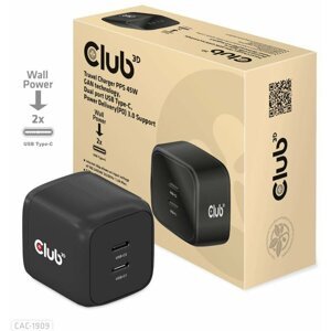 Club3D síťová nabíječka, GAN technologie, 2xUSB-C, PD 3.0, 45W, černá - CAC-1909EU