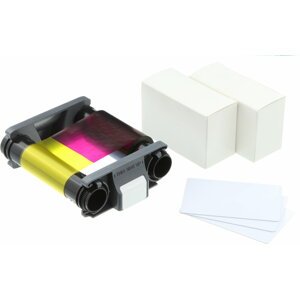 Badgy YMCKO, barevná páska pro tiskárny Badgy + 100 PVC karet (0,76mm) - CBGP0001C