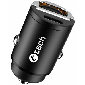 C-TECH nabíječka do auta, USB-A, USB-C, 30W, PD 3.0, QC 3.0, hliníkové tělo - UCC-02