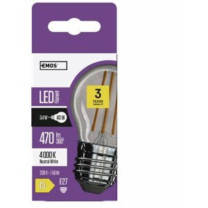 Emos LED žárovka Filament Mini Globe 3,4W (40W), 470lm, E27, neutrální bílá - 1525283408
