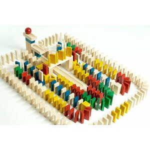 Hračka EkoToys - Domino, dřevěné, barevné, 830 dílků - EK016