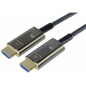 PremiumCord optický fiber kabel, Ultra High Speed HDMI 2.1, 8K@60Hz, zlacené, opletený, 20m - kphdm21t20