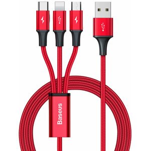 Baseus kabel Rapid Series 3v1 USB-A - USB-C/Lightning/microUSB, 1.2m, červená - CAJS000009