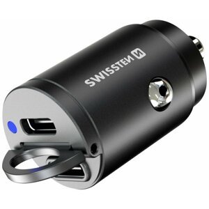 SWISSTEN autonabíječka Nano, 2x USB-C, PD, 30W, černá - 20111800