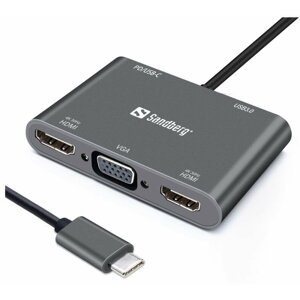Sandberg dokovací stanice USB-C, 2x HDMI, VGA, USB-A - 136-35