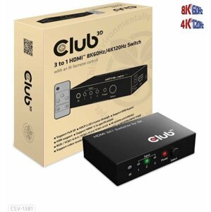 Club-3D HDMI switch 1:3, 8K@60Hz/4K@120Hz - CSV-1381