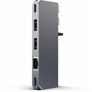 Satechi Aluminium Pro Hub Mini, USB4 96W, 6K@60Hz, 2x USB-A 3.0, Ethernet, USB-C, Audio, šedá - ST-UCPHMIM