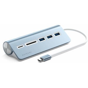 Satechi Aluminium Type-C USB Hub, 3x USB 3.0, MicroSD, modrá - ST-TCHCRB