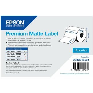 Epson ColorWorks role pro pokladní tiskárny, Premium Matte Label, 76x51mm, 650ks - C33S045534