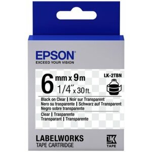 Epson LabelWorks LK-2TBN, páska pro tiskárny etiket, 6mm, 9m, černo-transparentní - C53S652004