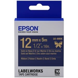 Epson LabelWorks LK-4HKK, páska pro tiskárny etiket, 12mm, 5m, Zlatá-námořní - C53S654002