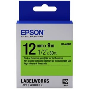 Epson LabelWorks LK-4GBF, páska pro tiskárny etiket, 12mm, 9m, černo-zelená - C53S654018