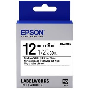 Epson LabelWorks LK-4WBN, páska pro tiskárny etiket, 12mm, 9m, černo-bílá - C53S654021