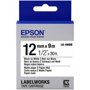 Epson LabelWorks LK-4WBB, páska pro tiskárny etiket, 12mm, 9m, černo-bílá - C53S654023