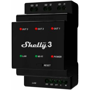 Shelly Pro 3, spínací modul 3x 16A na DIN lištu, WiFi, LAN - SHELLY-PRO-3