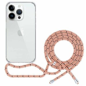 Spello by Epico zadní kryt se šňůrkou Crossbody pro iPhone 15 Plus, transparentní / růžová šňůrka - 81210102300003