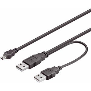 PremiumCord USB 2.0 napájecí Y kabel A/M -- A/M + A/M mini 0.5m + 0.4m - ku2y02